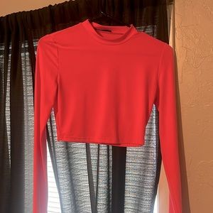 Neon pink long sleeve crop top size small